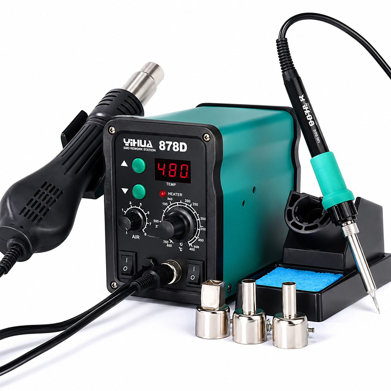 878D Hot Air Rework Station with Soldering Iron