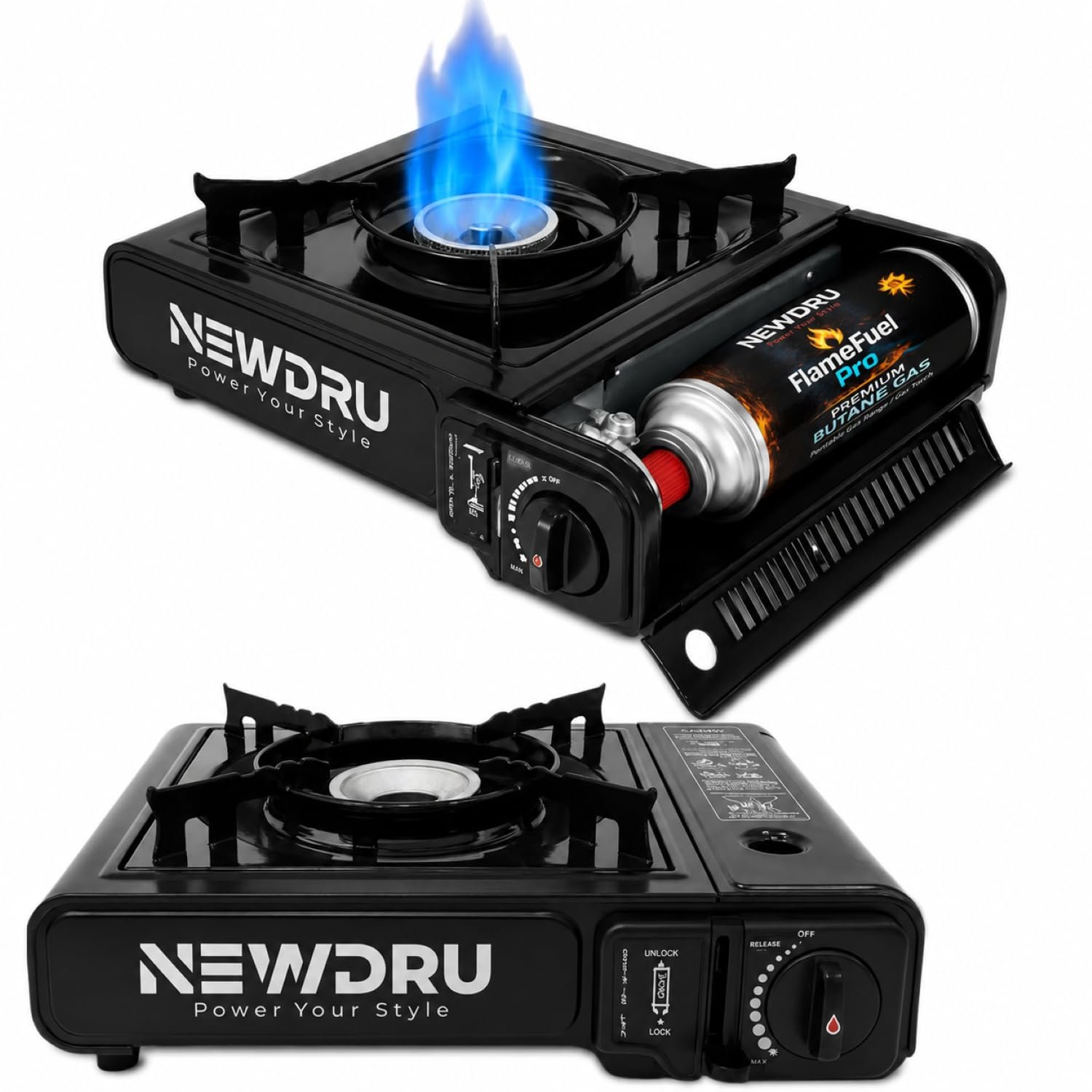 NEWDRU Portable Butane Gas Camping Stove